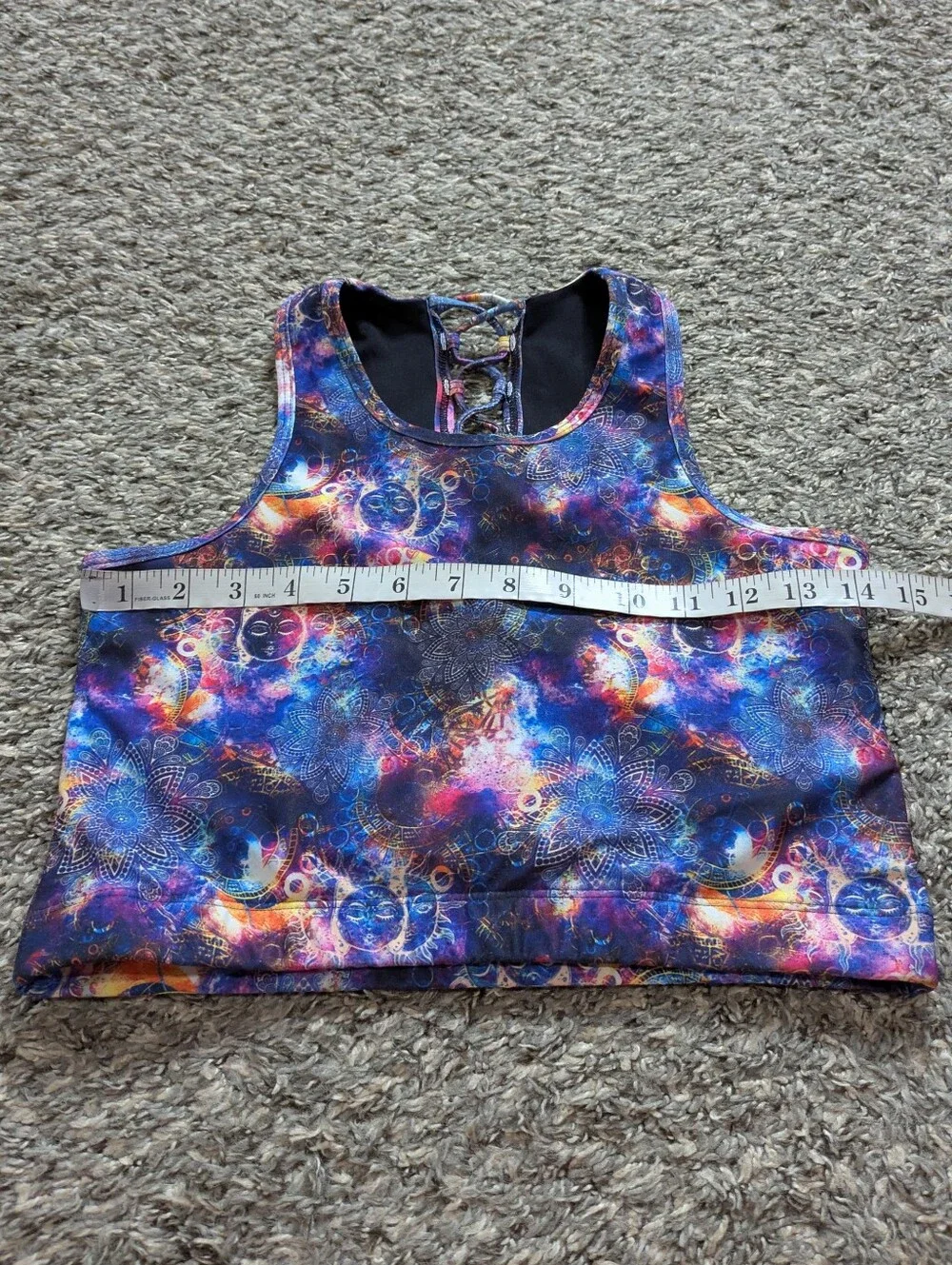 Donna Jo Blue Purple Celestial Boho Strappy Back Sports Bra M/L